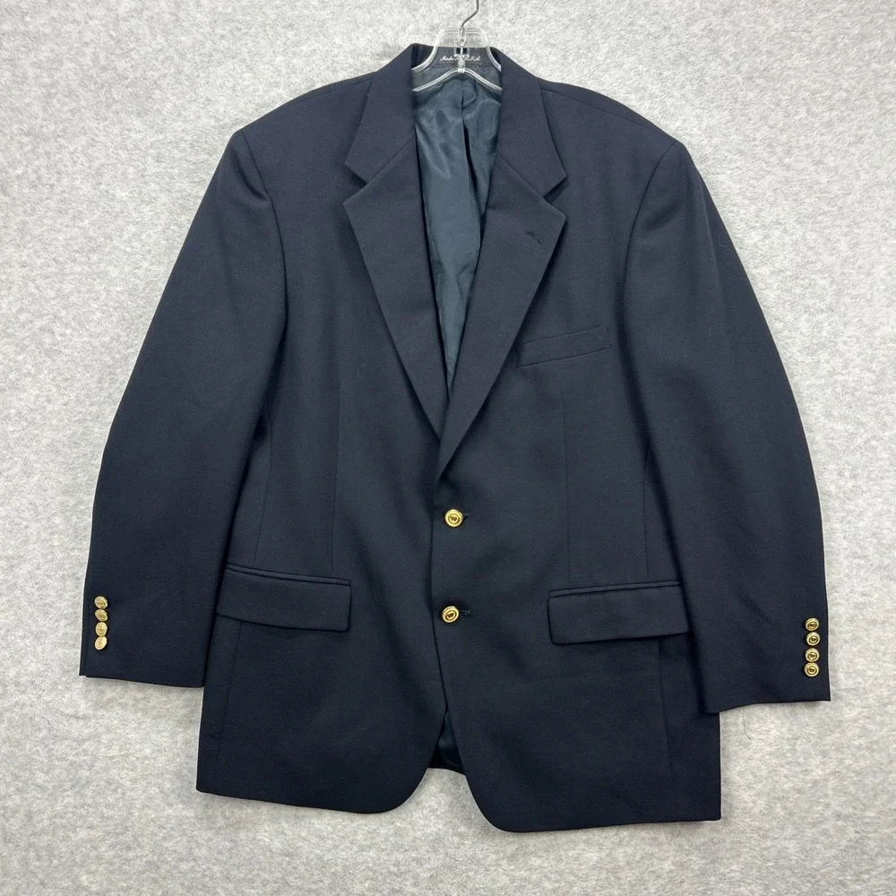 Wimbledon of England Blazer Men 44 Navy Blue Sports Coat Jacket Gold Buttons USA